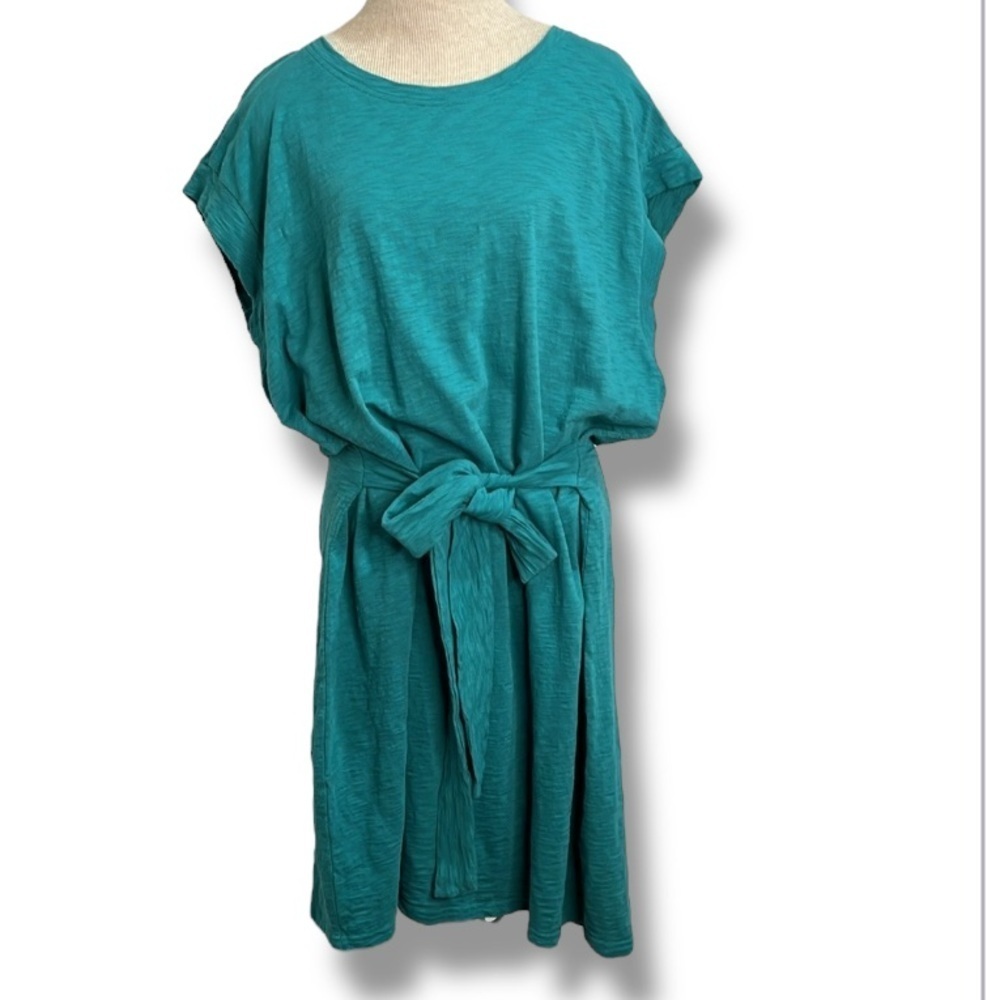 J. Crew Teal Midi Dress with Waist Tie